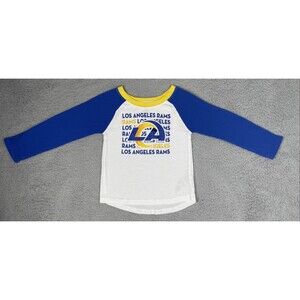 Los Angeles Rams Long Sleeve Shirt Girls  XS 4-5 White Blue NFL Team Apparel